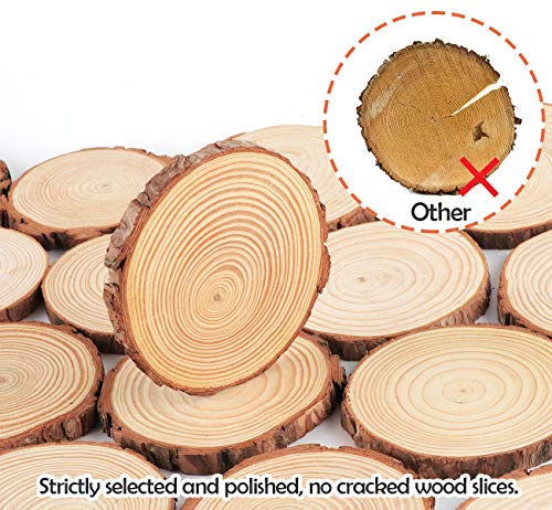 30Pcs Rodajas de Madera 8-9 cm Discos de Madera Naturales Rebanada Círculos sin acabado Decoracion Navideña con agujero y Corteza de Árbol Para Manualidades