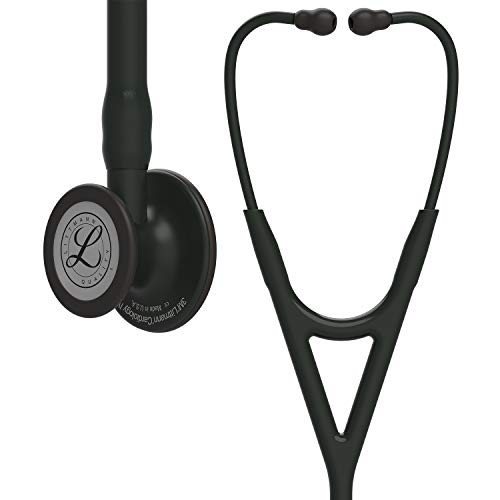 3M FBA_6163 Littmann Cardiología IV Diagnóstico estetoscopio, ajustes de acabado negro, tubo negro, tallo y auriculares, 69 cm de longitud