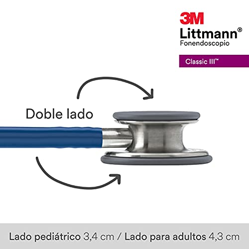 3M Littmann Classic III Fonendoscopio para monitorización, tubo Azul Marino, 69 cm, 5622