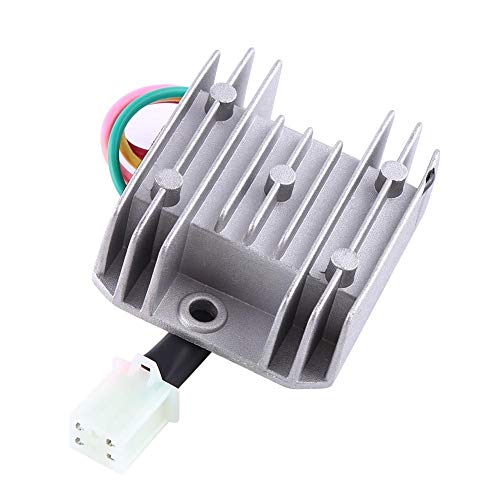 4 cables 12V Rectificador regulador de voltaje de 4 pines para 50cc 70cc 90cc 110cc 125cc Scooter ATV Go Karts Quad 4 ruedas Ciclomotor Dune Buggy Sandrail Roketa Taotao Rectifier(Blanco)