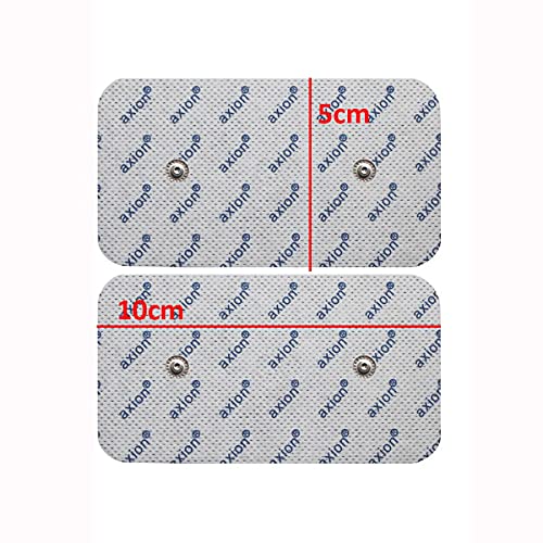 4 Electrodos de axion para TENS y EMS | de 10x5cm | Compatibles con su aparato COMPEX | Electrodos autoadhesivos, parches, pads, de varios usos | Electroestimulación