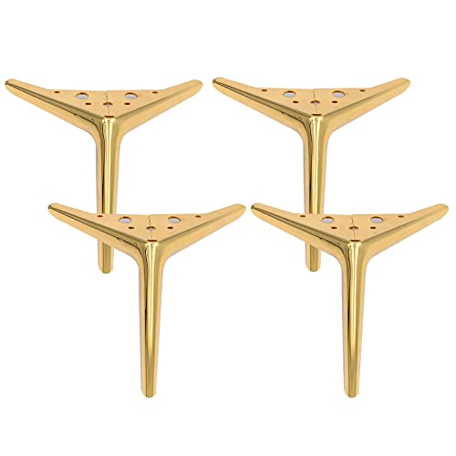 4 Piezas Patas de Muebles Intercambiables sofá pies Metal de Repuesto Gabinete Piernas,Hierro Pie,para Patas de Soporte de Baño Pies de Muebles(Color:gold,Size:19cm/7.4in)