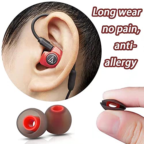 48Pcs Almohadillas Auriculares Goma Auriculares Silicona Reemplazo Puntas Auriculares Almohadilla Reemplazo Puntas de Goma Cubierta, 3 Tamaños, Rojo Grisáceo, Transparente, Gris y Negro