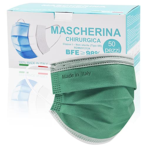 50 Mascarilla Adultos, Mascarillas de Color BFE ≥98%, Mascarillas_Homologadas_3 Capas De Tipo IIR Con Certificado CE, Mascarillas_Alta Eficiencia Filtración (Verde noche M9)