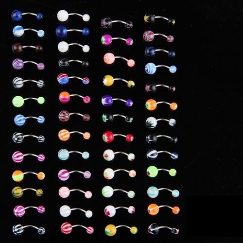 50 Piercing de ombligo Bolas de Acrílico Barbell Bars Rings