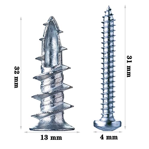 50 Piezas Tornillos Taco Tacos para cartón yeso Tornillos y tacos para placas de yeso Tacos para Pladur Sin Taladro Tacos para Yeso Tacos para Escayola Taco Metalico para Pladur Techo Yeso Cerámica