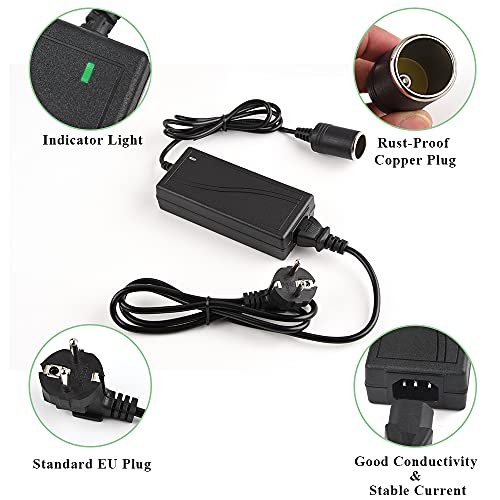 60W Fuente de Alimentación Adaptador, JRing CA a CC de 220V-240V a 12V CC, 12V/5A Convertidor De Voltaje Con Encendidor de Cigarrillo de Coche