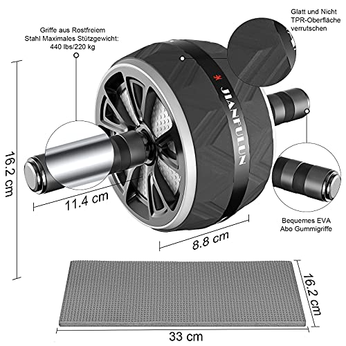 7 en 1 Rueda Abdominal AB Roller Set, Rueda Abdominales + 2 Barra de Push-Up + Cuerda de Saltar + 2 Banda de Ejercicio + Esterilla Flexiones Soporte Ejercicio en Casa Gimnasio en Casa