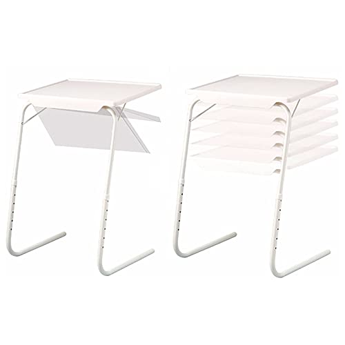 Acan Mesa Auxiliar Plegable Ajustable 52 x 40 x 72 cm, Regulable en inclinación y Altura, Mesa Multifuncional Ligera, Ideal para Comer, Leer, salón, Dormitorio (Blanco)