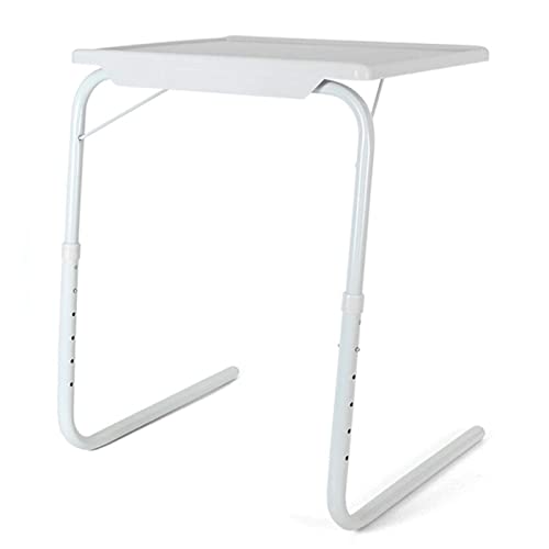 Acan Mesa Auxiliar Plegable Ajustable 52 x 40 x 72 cm, Regulable en inclinación y Altura, Mesa Multifuncional Ligera, Ideal para Comer, Leer, salón, Dormitorio (Blanco)