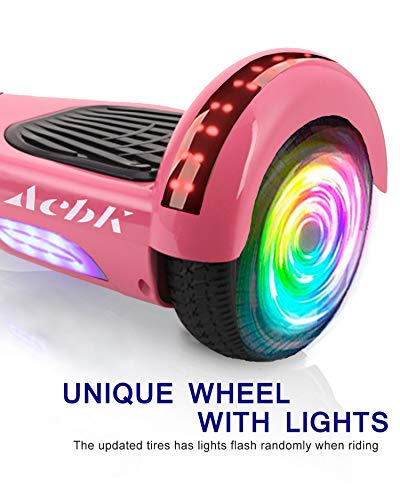 ACBK - Hoverboard Patinete Eléctrico Autoequilibrio con Ruedas de 6.5" (Altavoces Bluetooth + Ruedas Led integradas + Bolsa Transporte) Velocidad máxima: 10-12 km/h - Autonomía 10-12 km (Rosa)