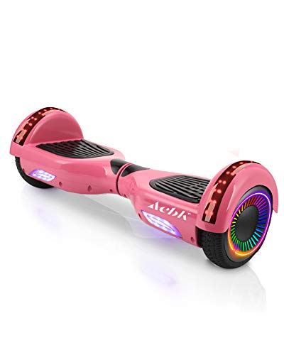 ACBK - Hoverboard Patinete Eléctrico Autoequilibrio con Ruedas de 6.5" (Altavoces Bluetooth + Ruedas Led integradas + Bolsa Transporte) Velocidad máxima: 10-12 km/h - Autonomía 10-12 km (Rosa)