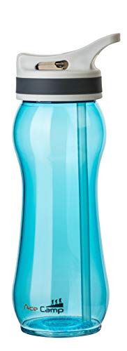 AceCamp TRITAN Botella de Agua | Botella de Agua a Prueba de Fugas sin BPA | Botella Deportiva Pajita I 550 ml I Azul I 15546