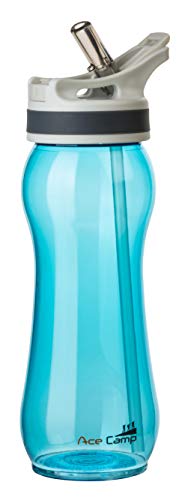 AceCamp TRITAN Botella de Agua | Botella de Agua a Prueba de Fugas sin BPA | Botella Deportiva Pajita I 550 ml I Azul I 15546