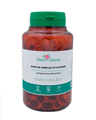 Aceite de Semillas de Calabaza 200 cápsulas de Dieti Natura. Confort urinario masculino [Fabricado en Francia][Garantía Sin OGM ni Gluten] (Bote de 200 cápsulas)