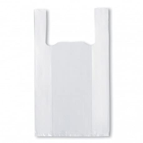 ACESA - Bolsa de Plástico + 70% reciclado Tipo Camiseta Resistentes con Asas. 70% recicladas y Reutilizables, 50 micras Aptas para Uso Alimentario 120 unidades. (30x40, blanco)