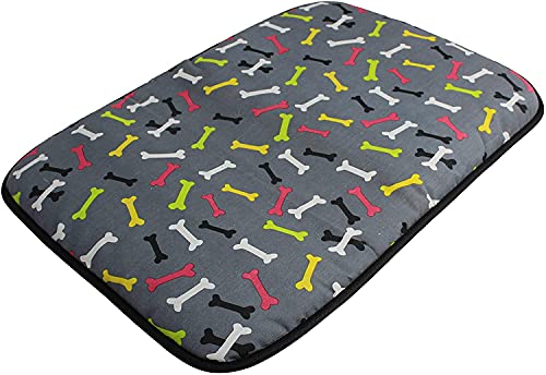 Acomoda Textil - Cama para Perros de Tela, Cama Perros Antideslizante y Lavable. Colchoneta Mascotas para Transportín y Hogar. (120x80, Huesos)