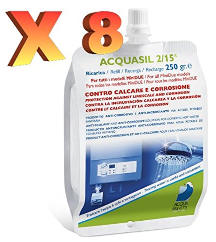 Acqua Brevetti - Acquasil 2/15 - Código PC100 - 2 paquetes de 4 recambios (8 recambios en total), 250 gr