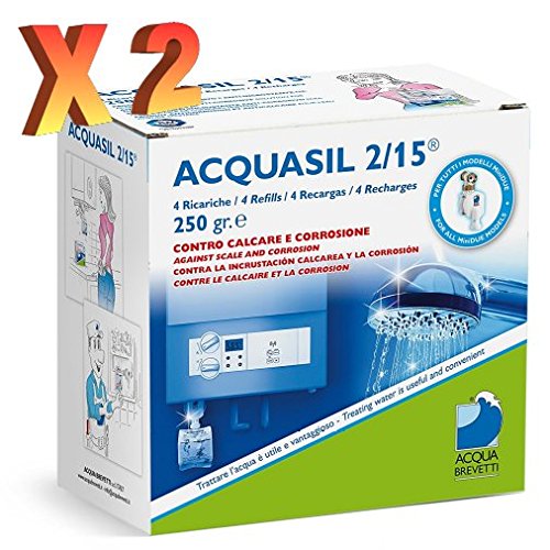 Acqua Brevetti - Acquasil 2/15 - Código PC100 - 2 paquetes de 4 recambios (8 recambios en total), 250 gr