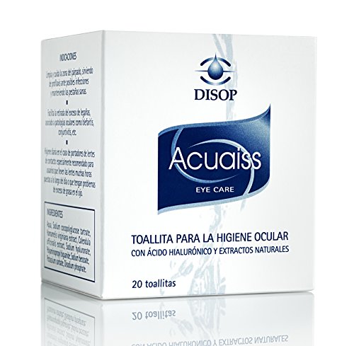 Acuaiss Toallitas para la Higiene Ocular con Acido Hialuronico y Aloe Vera. 20 Unidades