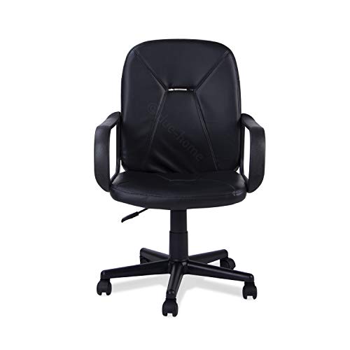 Adec - Genesis, Silla de Oficina giratoria sillón despacho Escritorio Estudio con Brazos, Acabado en símil Piel Color Negro, Medidas: 55 cm (Ancho) x 55 cm (Fondo) x 87 cm – 96 cm (Alto)