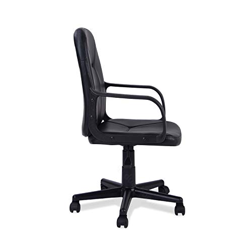 Adec - Genesis, Silla de Oficina giratoria sillón despacho Escritorio Estudio con Brazos, Acabado en símil Piel Color Negro, Medidas: 55 cm (Ancho) x 55 cm (Fondo) x 87 cm – 96 cm (Alto)