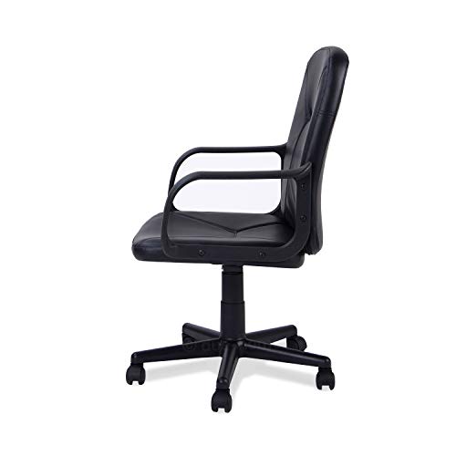 Adec - Genesis, Silla de Oficina giratoria sillón despacho Escritorio Estudio con Brazos, Acabado en símil Piel Color Negro, Medidas: 55 cm (Ancho) x 55 cm (Fondo) x 87 cm – 96 cm (Alto)