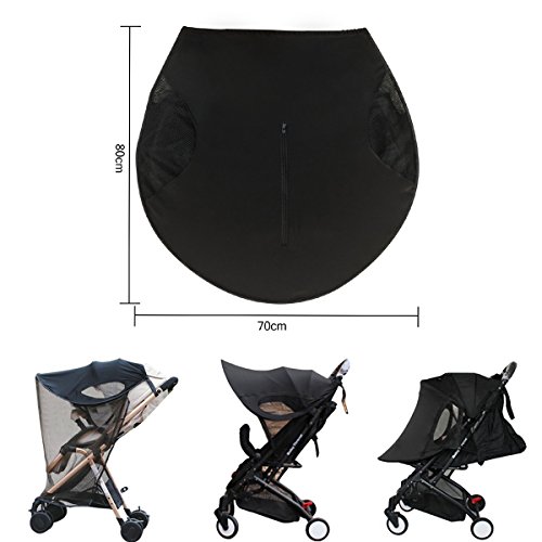 Adesugata Cochecito de Bebé,Sombrilla Para Cochecito,Bebé Carrito Parasol, UV Protección Rayos Para Toldo Carritos y Sillas de Paseo Accesorios,Negro