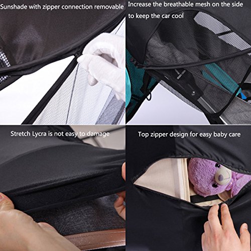 Adesugata Cochecito de Bebé,Sombrilla Para Cochecito,Bebé Carrito Parasol, UV Protección Rayos Para Toldo Carritos y Sillas de Paseo Accesorios,Negro