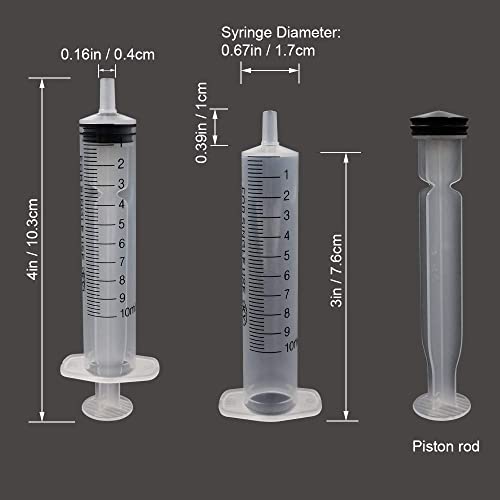 Adoc 2 Unidades Jeringuilla de 10ml, Jeringas Desechables para Laboratorios Científicos, Dispensación, Medición, Riego, Múltiples Usos