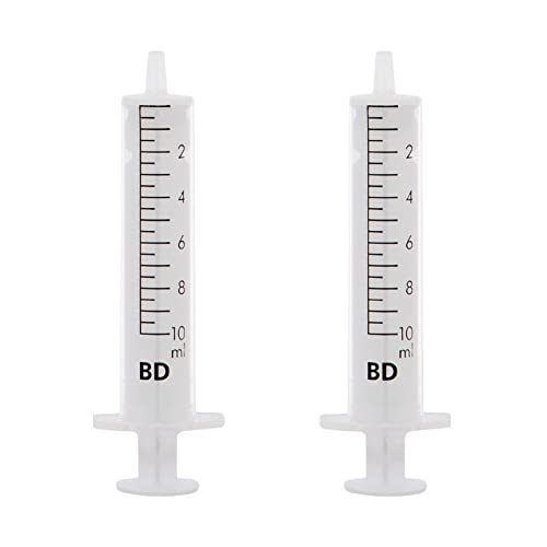 Adoc 2 Unidades Jeringuilla de 10ml, Jeringas Desechables para Laboratorios Científicos, Dispensación, Medición, Riego, Múltiples Usos