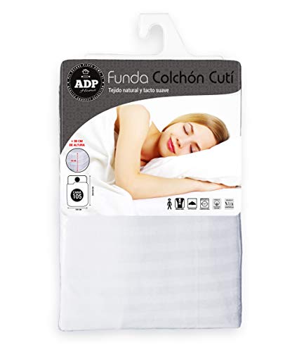 ADP Home - Funda de colchón Cutí con Cremallera L, 105x200+30 cm (para Cama de 105 cm), Blanco