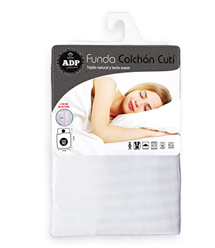 ADP Home - Funda de colchón Cutí con Cremallera L, 90x200+30 cm (para Cama de 90 cm), Blanco