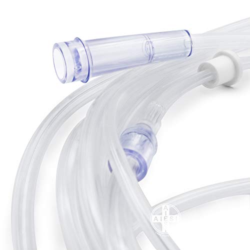 AIESI® Cánulas Nasales transparentes para terapia de oxígeno adultos con tubo de 2,1 metros (Paquete de 10 pieces)