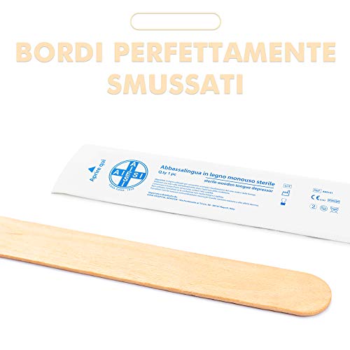 AIESI® Depresores de madera ESTERILES de un solo uso (Paquete de 100 piezas)