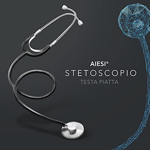 AIESI® Estetoscopio profesional de cabeza plana para adultos color negro DOCTOR SCOPE # Garantía 24 meses