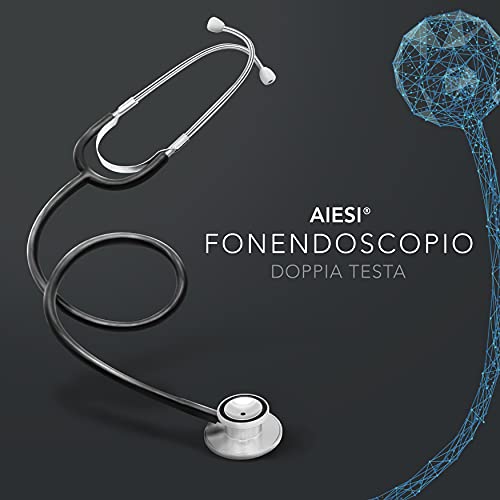 AIESI® Fonendoscopio Profesional de doble cabeza para adultos color negro DOCTOR B-SCOPE # Garantía de 24 meses