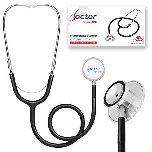 AIESI® Fonendoscopio Profesional de doble cabeza para adultos color negro DOCTOR B-SCOPE # Garantía de 24 meses