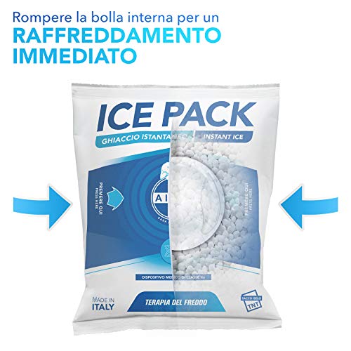 AIESI® Hielo instantáneo desechable en TELA NO TEJIDA tamaño 14x18 cm ICE PACK (Paquete de 25 piezas) # Made in Italy