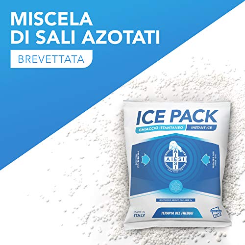 AIESI® Hielo instantáneo desechable en TELA NO TEJIDA tamaño 14x18 cm ICE PACK (Paquete de 25 piezas) # Made in Italy