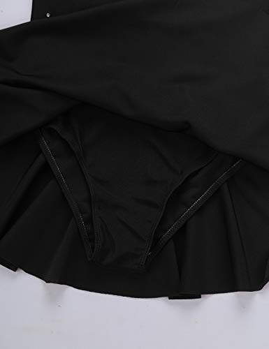 Aislor Niñas Vestido de Patinaje Artístico Maillot de Gimnasia Elástico sin Mangas con Diamantes Leotardo Monos de Baile Infantil Traje Ropa de Patinador Vestido de Danza Negro 11-12 años