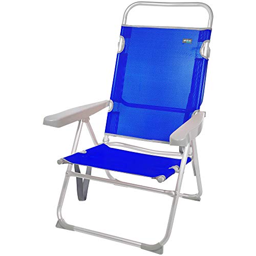 Aktive 62621 - Silla plegable playa, Aktive Beach, 63 x 57 x 99 cm, Silla reclinable, 5 posiciones, Silla alta, altura asiento 33 cm, asa de transporte, Sillas de playa plegables ligeras