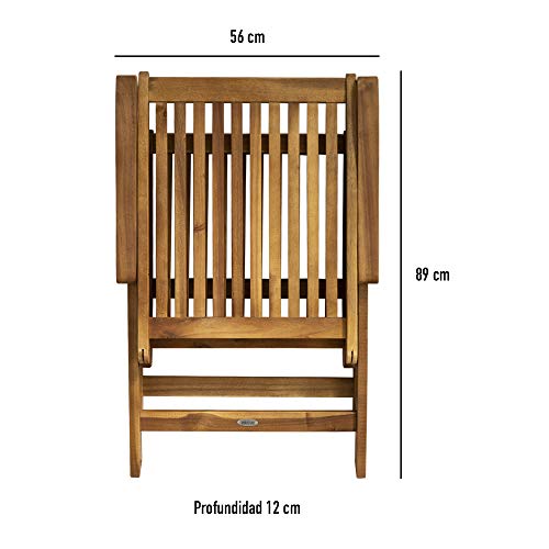 Aktive Garden 61004 - Pack 2 Sillas de Madera para Jardín 56 x 74 x 102 cm