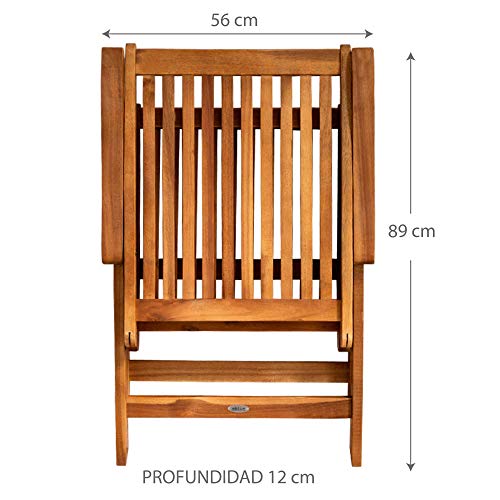 Aktive Garden 61004 - Pack 2 Sillas de Madera para Jardín 56 x 74 x 102 cm