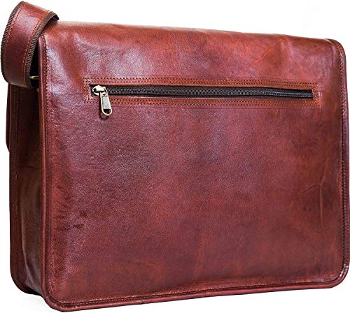 ALASKA EXPORTS- Handmade Leather Messenger Satchel Cross body Office Laptop Briefcase Bag for Men and Women (11 X 15 X 4 inch)