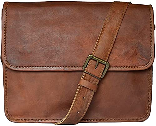 ALASKA EXPORTS- Handmade Leather Messenger Satchel Cross body Office Laptop Briefcase Bag for Men and Women (11 X 15 X 4 inch)