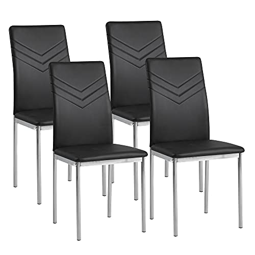 Albatros 2934 Verona Set de 4 sillas de Comedor, Negro, pie de Cromo, SGS Tested