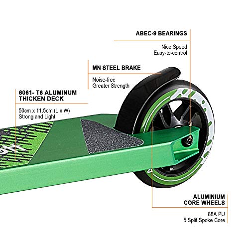 Albott Patinete Scooter Freestyle Patinete de Acrobacia Patinete de Trucos y Saltos con Compresin HIC y Llanta de Aluminio Ruedas de PU de 110 mm para Acrobacias Ambiciosas y Trucos Rodamientos ABEC-9