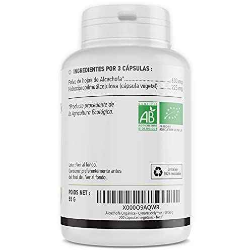 Alcachofa Orgánica - Cynara scolymus - 200mg - 200 cápsulas vegetales