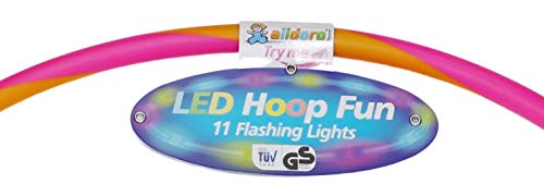 alldoro 63031 Hoop Fun - Aro de 72 cm de diámetro con 11 Luces LED para Deportes, Fitness y Gimnasia, para niños a Partir de 4 años y Adultos, Color Rosa y Naranja